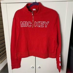 Disney Mickey Mouse Graphic Print 1/4 Zip Sweatshirt